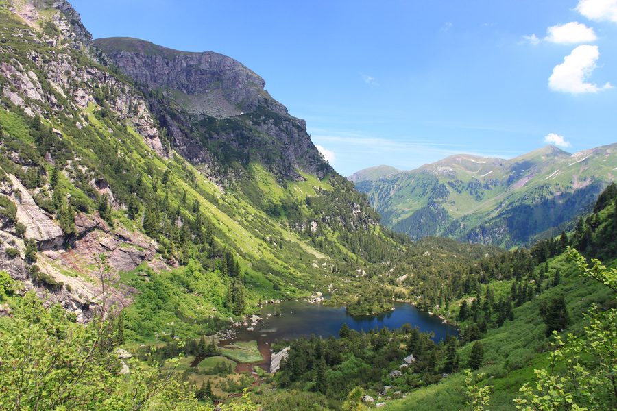 Blick zum Unter Murgsee im Murgtal bei Quarten